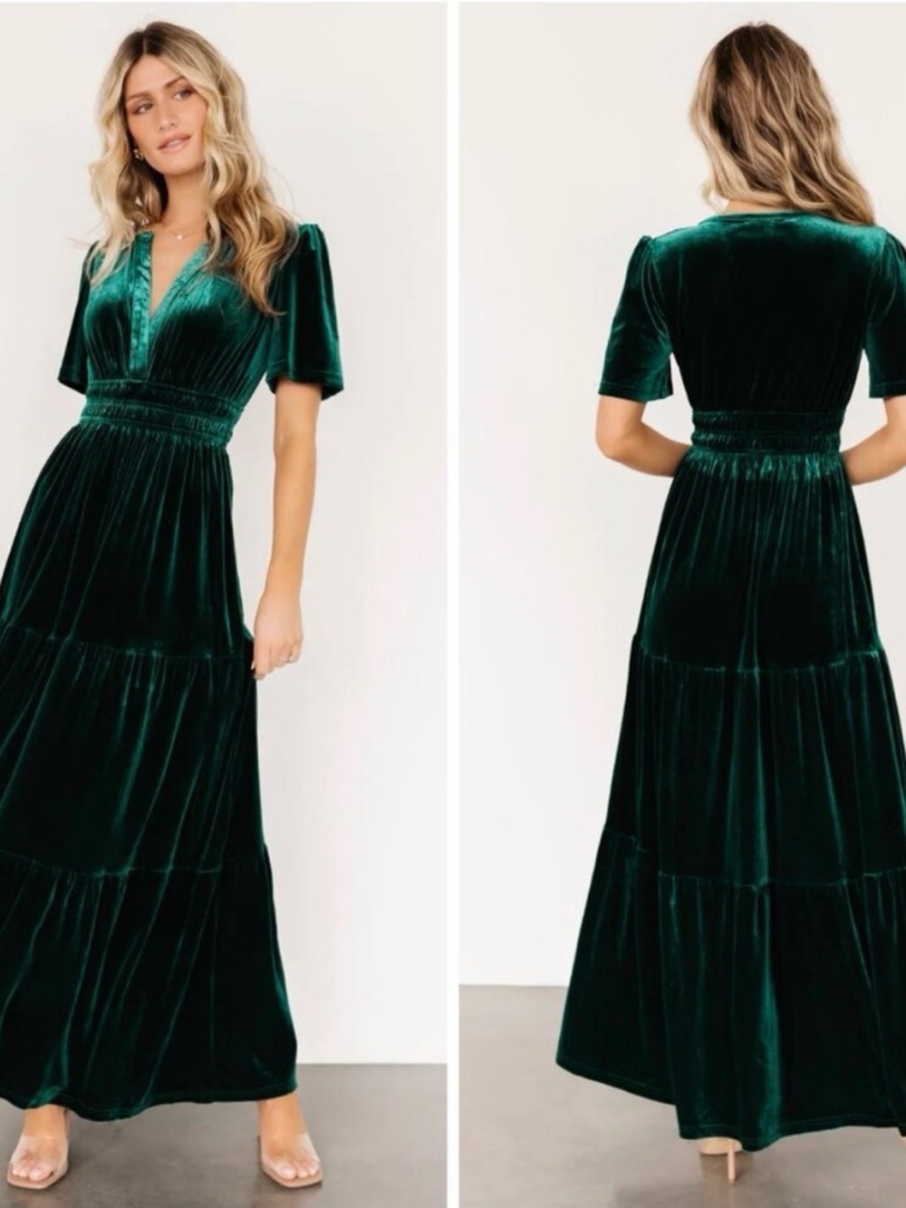Baltic Born Artemis Velvet Maxi Dress in Emerald Green Size M NWOT